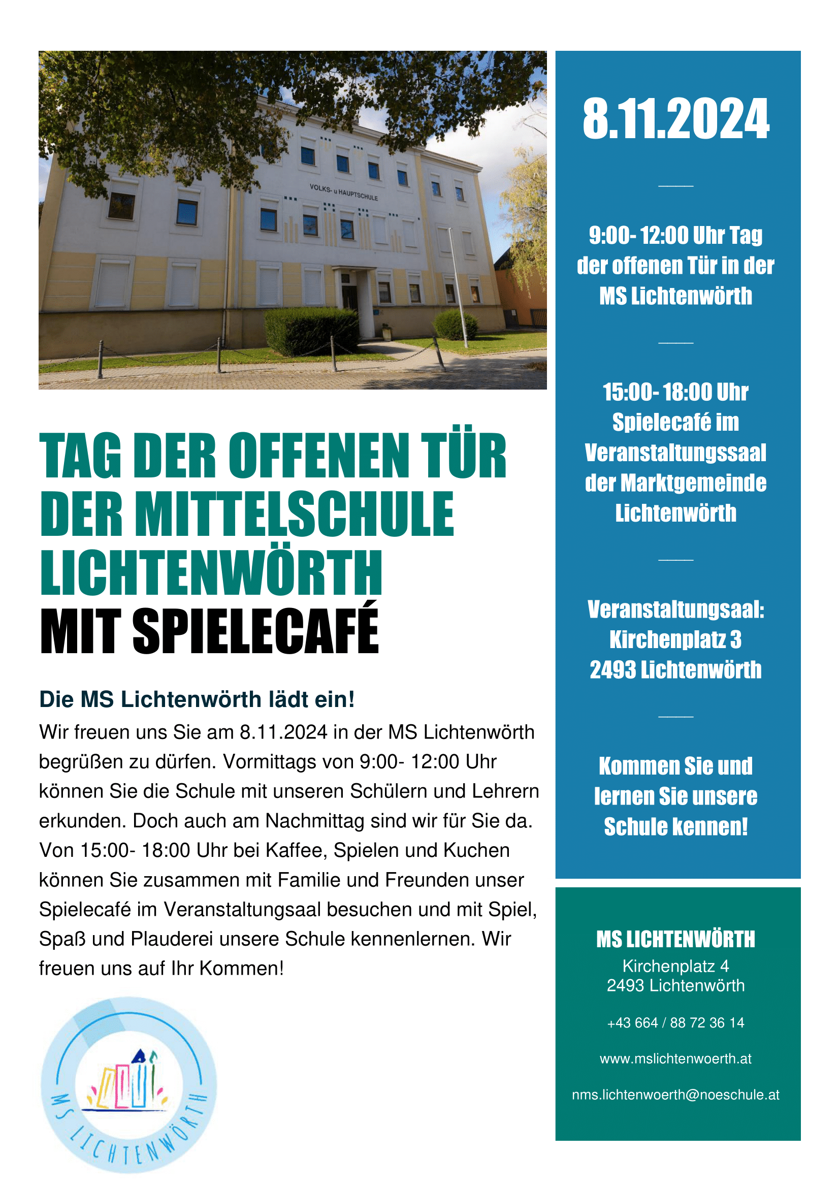 Einladung TAG DER OFFENEN TÜRE Mittelschule 2024-1